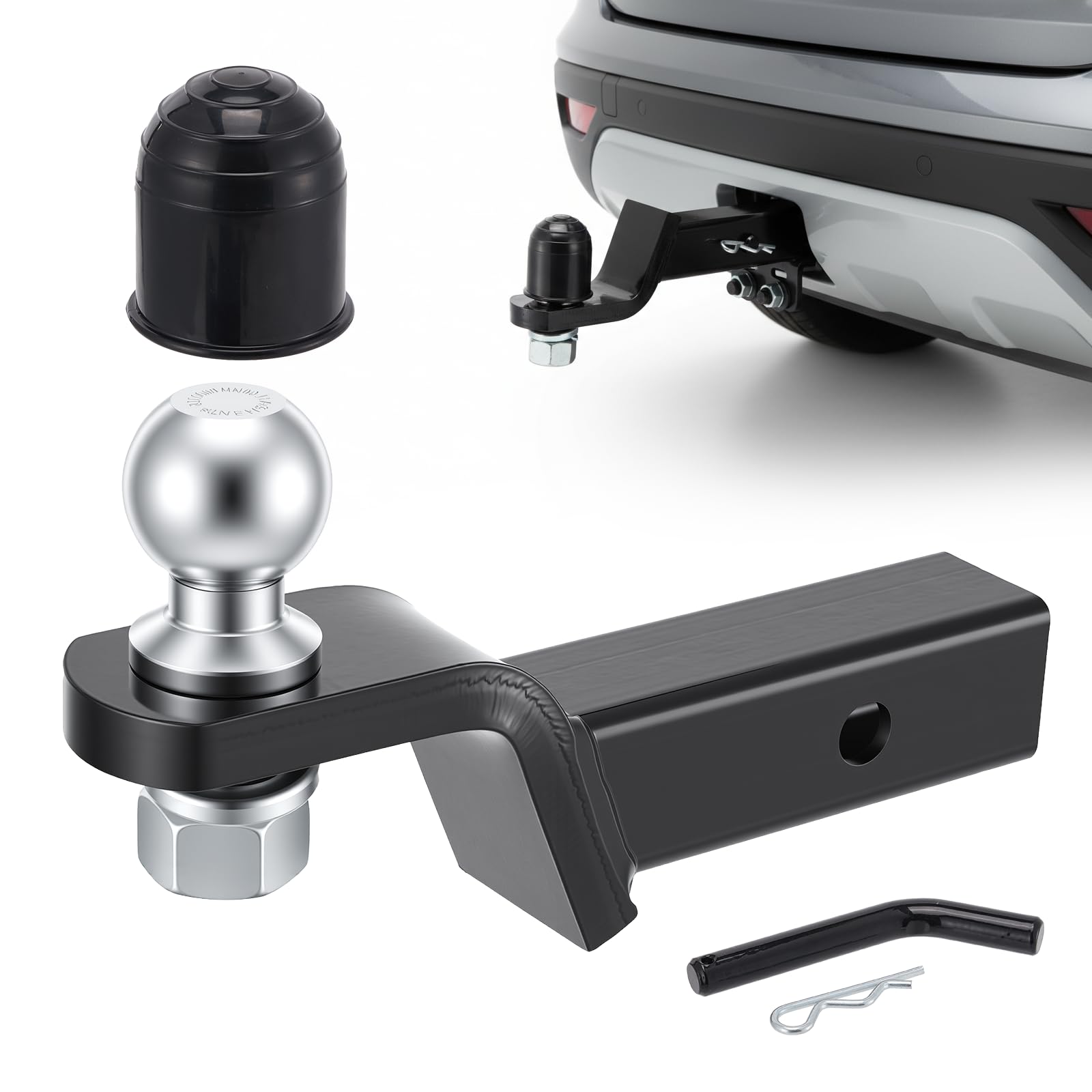 Sfera di traino da 50 mm, portata 3500 kg, bullone dritto, diametro 22 mm, per camion, auto, trattore, quad, roulotte, rimorchio, supporto a sfera