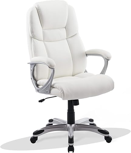 NeuType Silla ejecutiva de oficina con respaldo alto, sillas de escritorio de oficina en casa con ruedas, silla ergonómica de piel sintética con