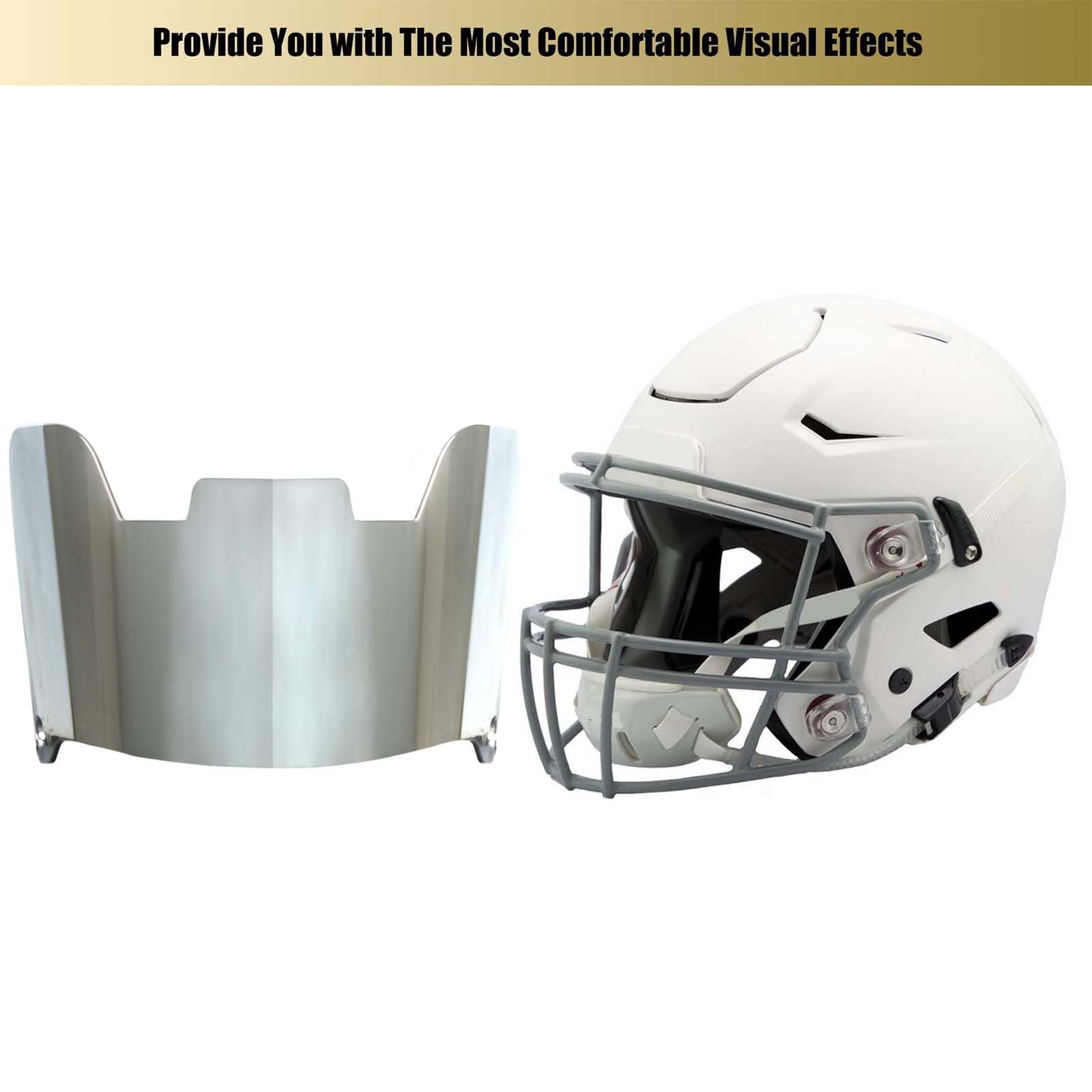 Visera de fútbol, visera de protección ocular para casco, ajuste transparente, resistente a los arañazos, bloqueo UV, antivaho para adultos y jóvenes casco de fútbol con clips (plateado)