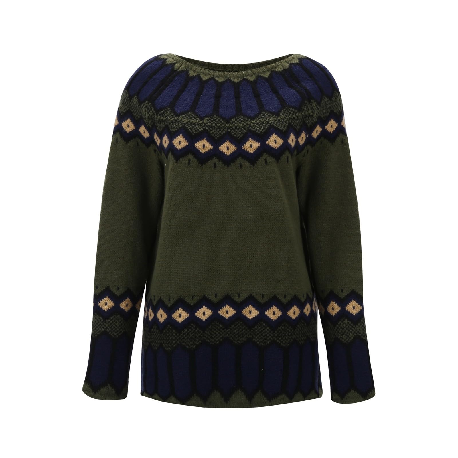 Fair Isle - Maglioni carini per le vacanze, maglioni da donna brutti per l'autunno e l'inverno, a maniche lunghe, lavorato a maglia, top da sci vintage, maglione grosso, maglioni morbidi, tinta unita