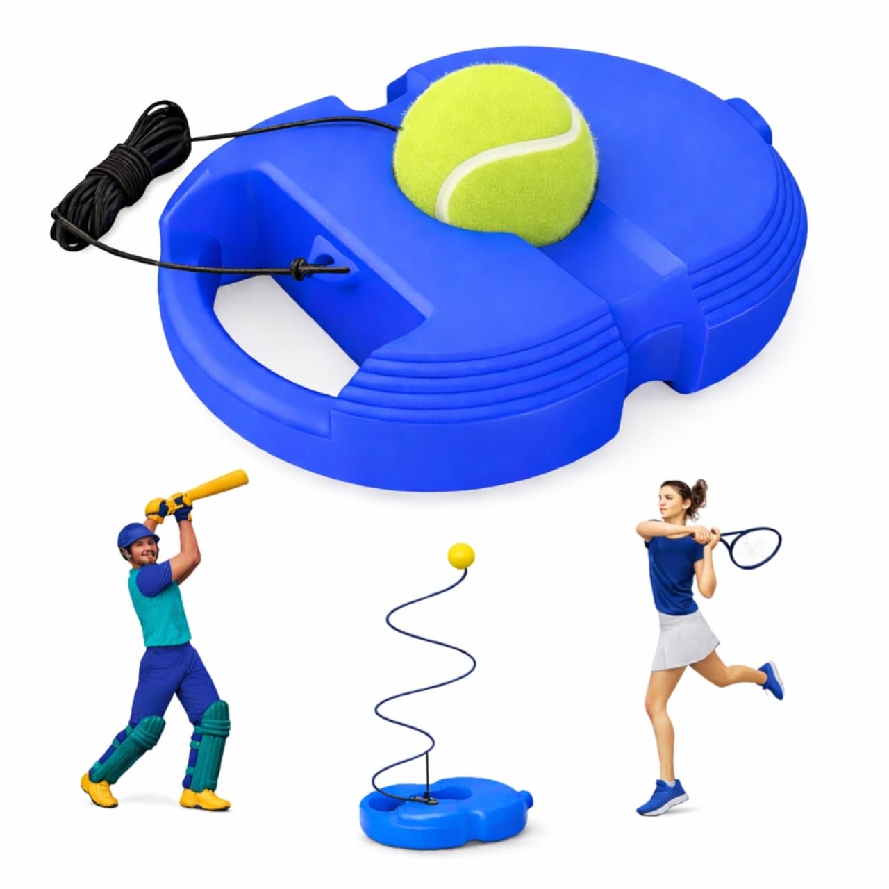 Cricket Practice with Rebounce Ball Set & Tennis Trainer Rebound Ball Set for Solo Training & Self Practice Cricket and Tennis Tool