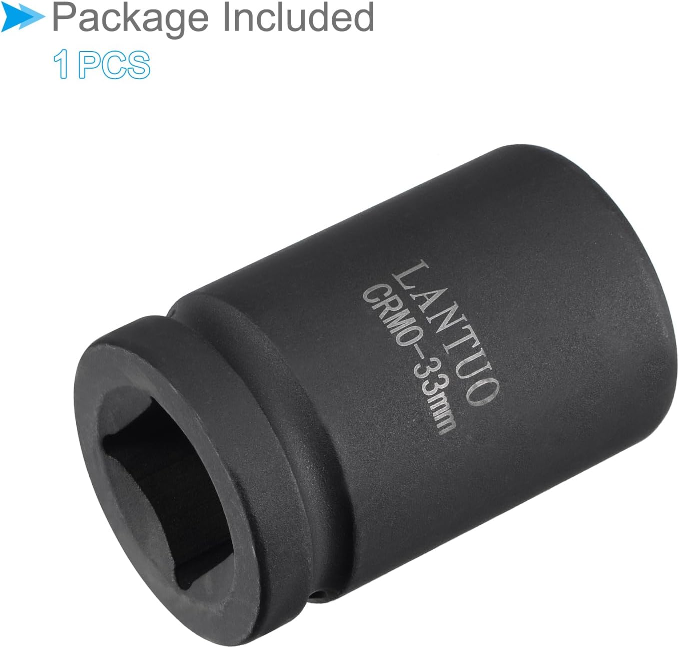 6-Point Impact Socket, 1" Drive 33mm Socket, CR-MO Radiused Corner Design Standard Metric Socket - (Applications: for DIY, Automobile Repairs, Manufacturing)