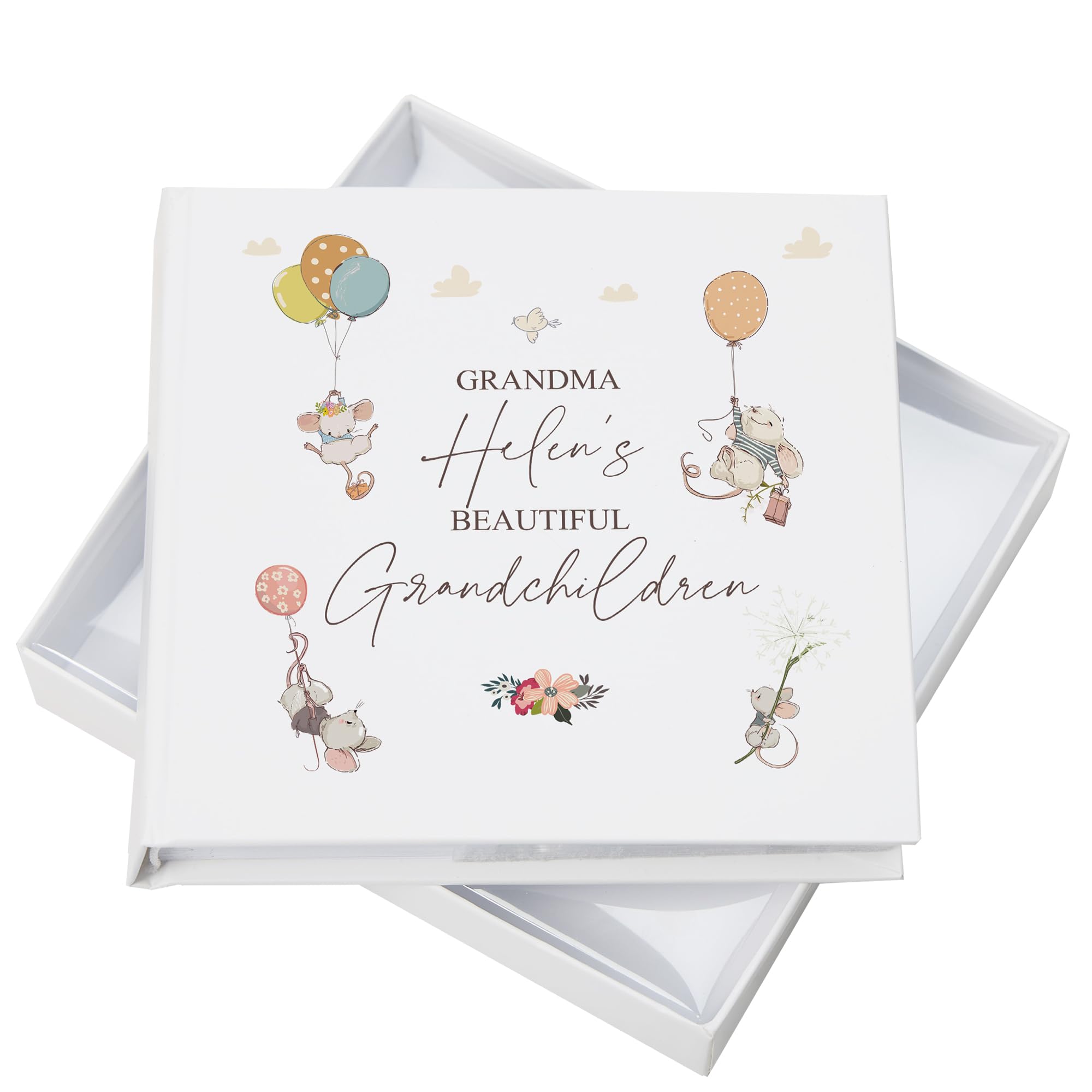 Ukgiftstoreonline White Personalised Grandmas Grandchildren Photo Album