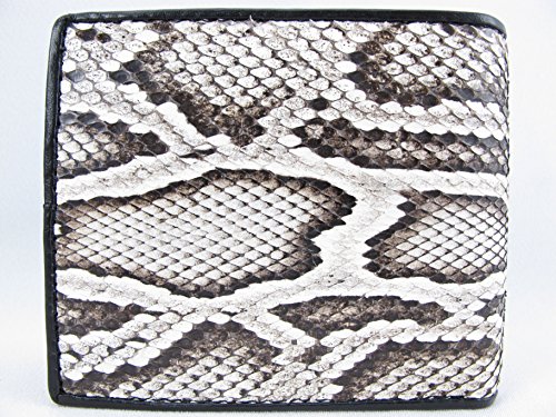 Genuine Python Snake Skin Leather Bifold Wallet ([B1] 6 Card Slots + 2 ID Windows + 2 Compartment for Bills, Burmese Natural)3