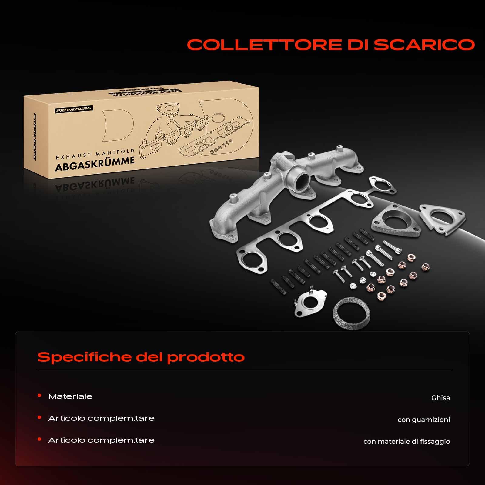 Frankberg Collettore di scarico Compatibile con M.u.l.t.i.v.a.n V 7EF 7EM 7EN 7HF 7HM 7HN 2.5 TDI Transporter V Bus 7EB 7EJ 7HB 7HJ 2.5 TDI M.u.l.t.i.v.a.n V 7EF 7EM 7EN 7HF 7HM 7HN 070253031F