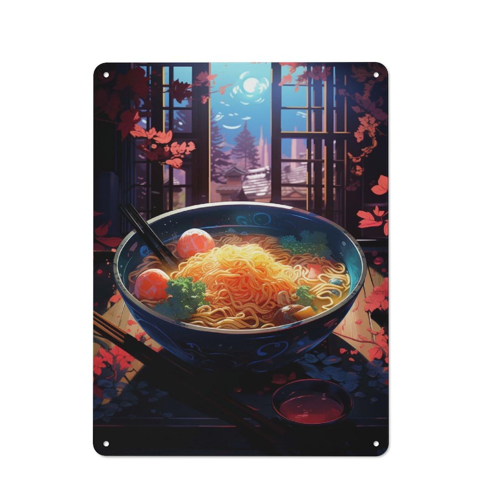 Nostalgic Ramen Japan Neon Decorative Tin Plaque 40x30cm, Classic Pub Decor for Diner, Restaurant, Shed Or Kitchen