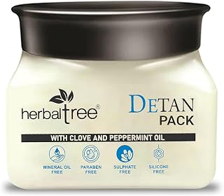 De-Tan Removal Face Pack for Glowing Skin with Clove & Peppermint Oil | Removes Tan, Brightens & Evens Tone | Paraben, Sulphate & Silicone Free | for women & men (500 gm)