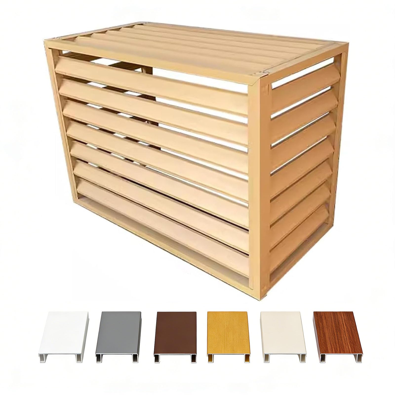 Cubre Aire Acondicionado Exterior Beige 1.5HP,Cubierta Aluminio Aire Acondicionado Exterior Rejilla Protección Antirrobo Reducción Ruido 30% Soporte Plantas Resistente Climáticas Extremas