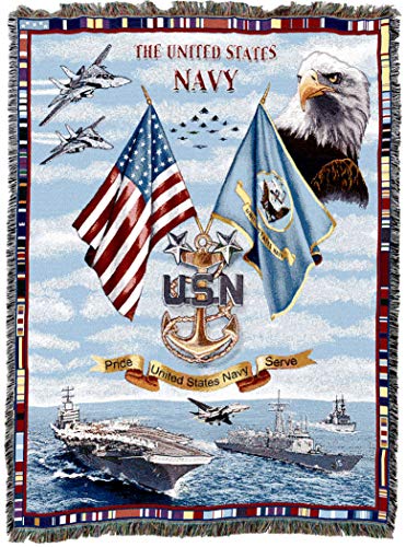 Pure Country Weavers PCW - US Navy Blanket XL Master Chief - Gift Military Tapestry Throw Woven from Cotton - Made in the USA (82x62)