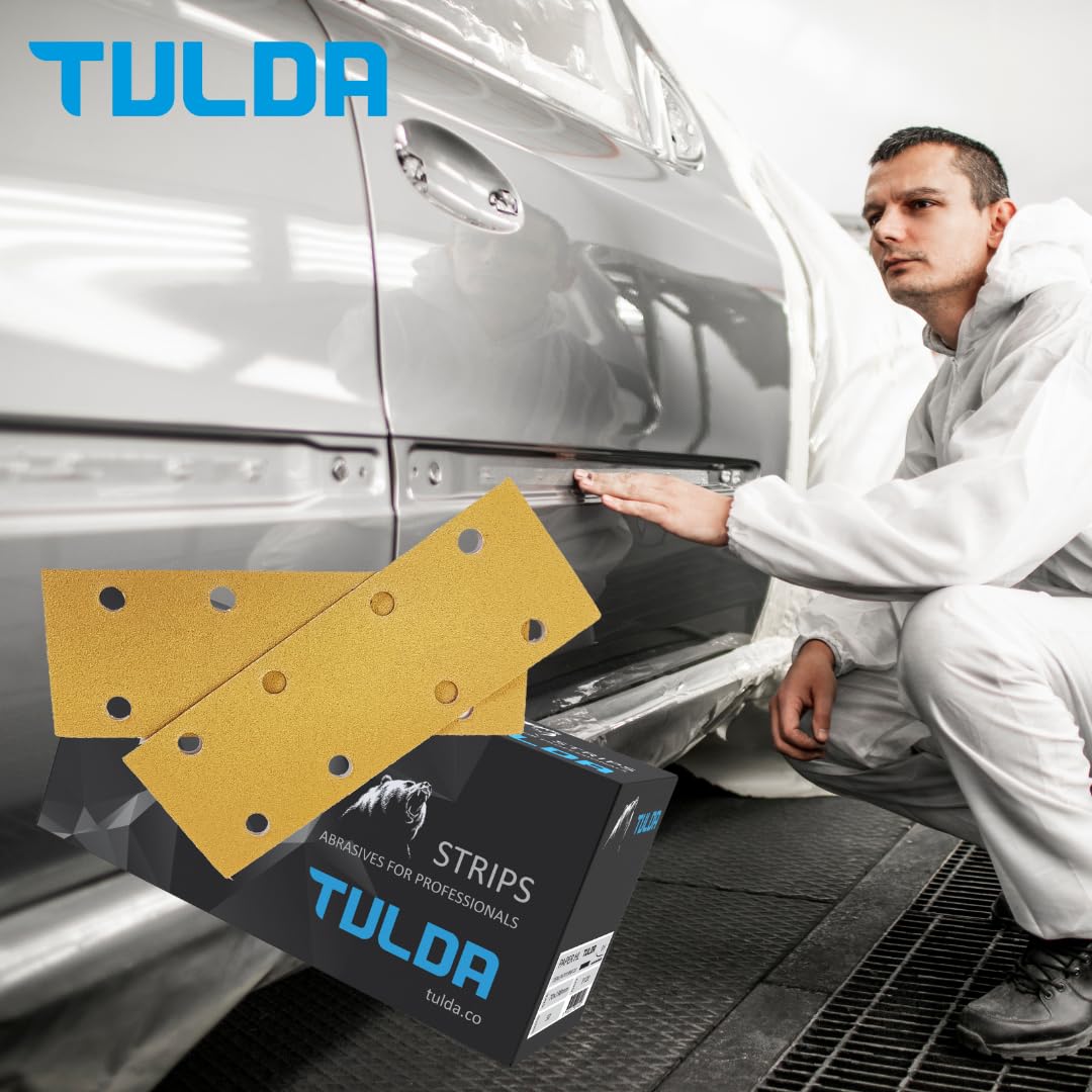 Tulda Sanding Paper Sheets Strips P40 70x198 8 Holes, Sandpaper Grits Hook & Loop Pads Rectangular Electric Orbital Sander - Image 4