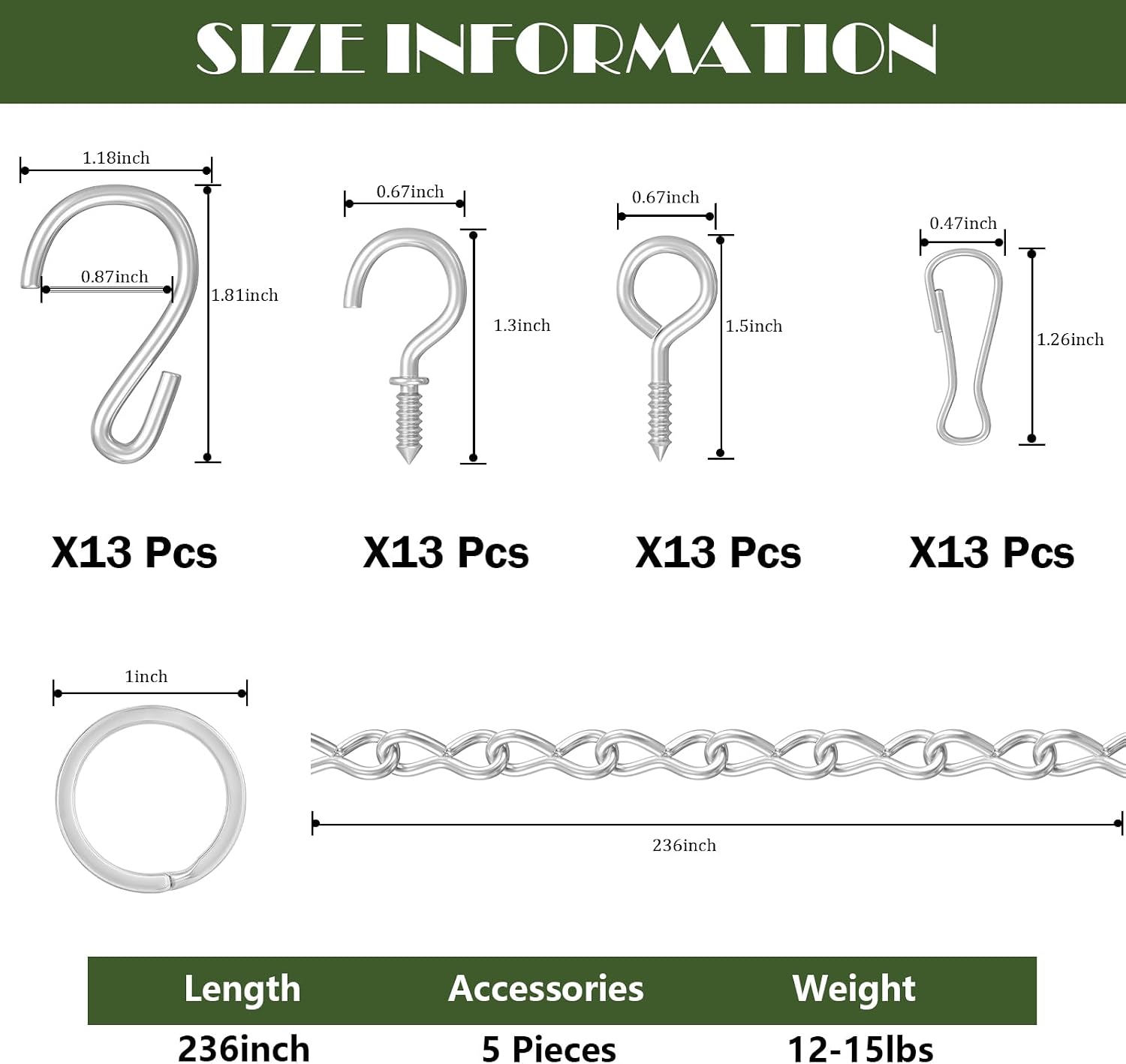 Dpyrrhic 236 Inch Silver Hanging Chain,Hanging Basket Chain for Planter image 2