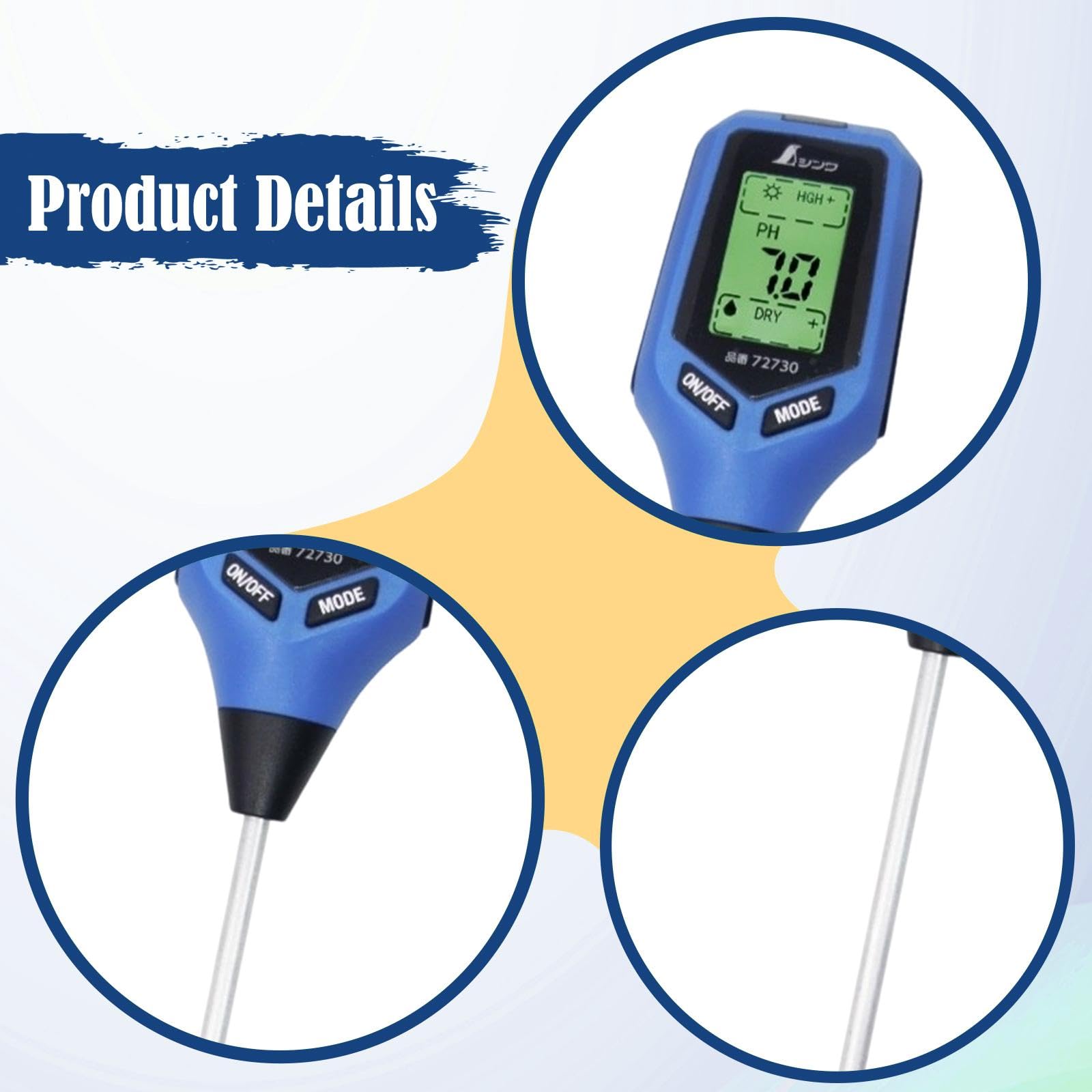Misuratore di umidità, Tester di acidità, termometro per Piante, misuratore Digitale Portatile per Prato, Giardino, Piante da