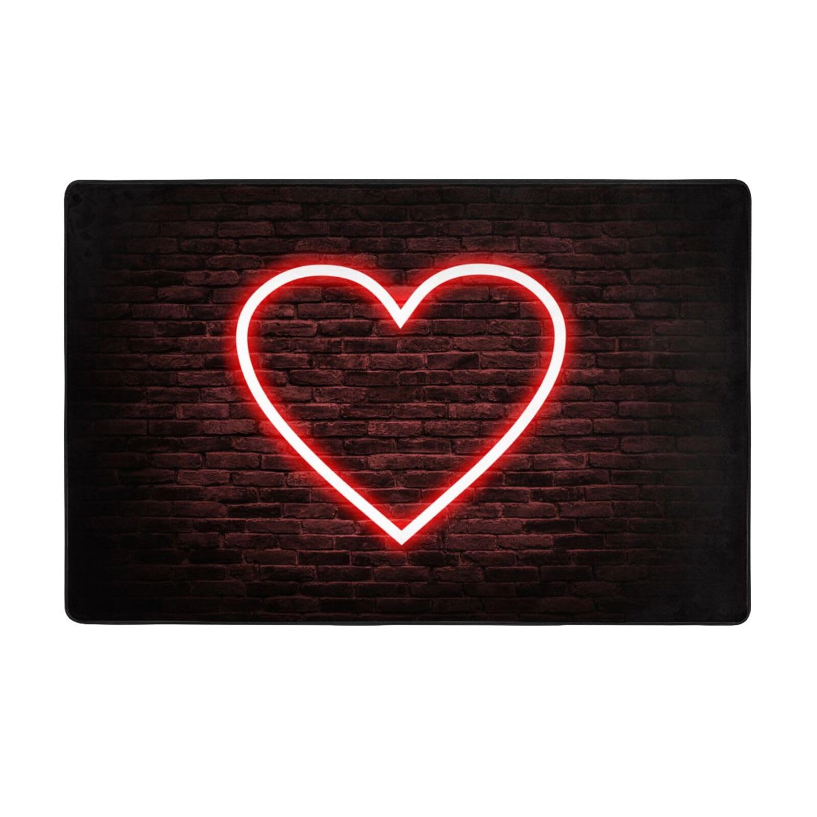 Grand tapis doux imprimé cœur rouge pour salon et chambre confortable