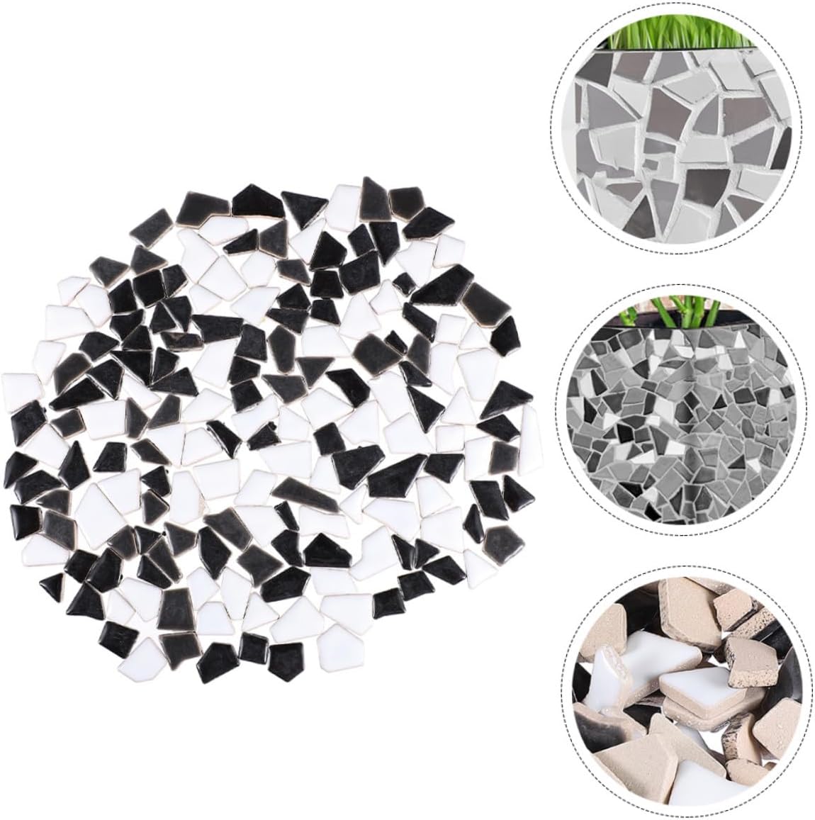 Mosaic Tiles DIY Accessories Creative Ceramic Pieces for Vase and Home Decor Crafting Black White Mix for DIY Art Projects
