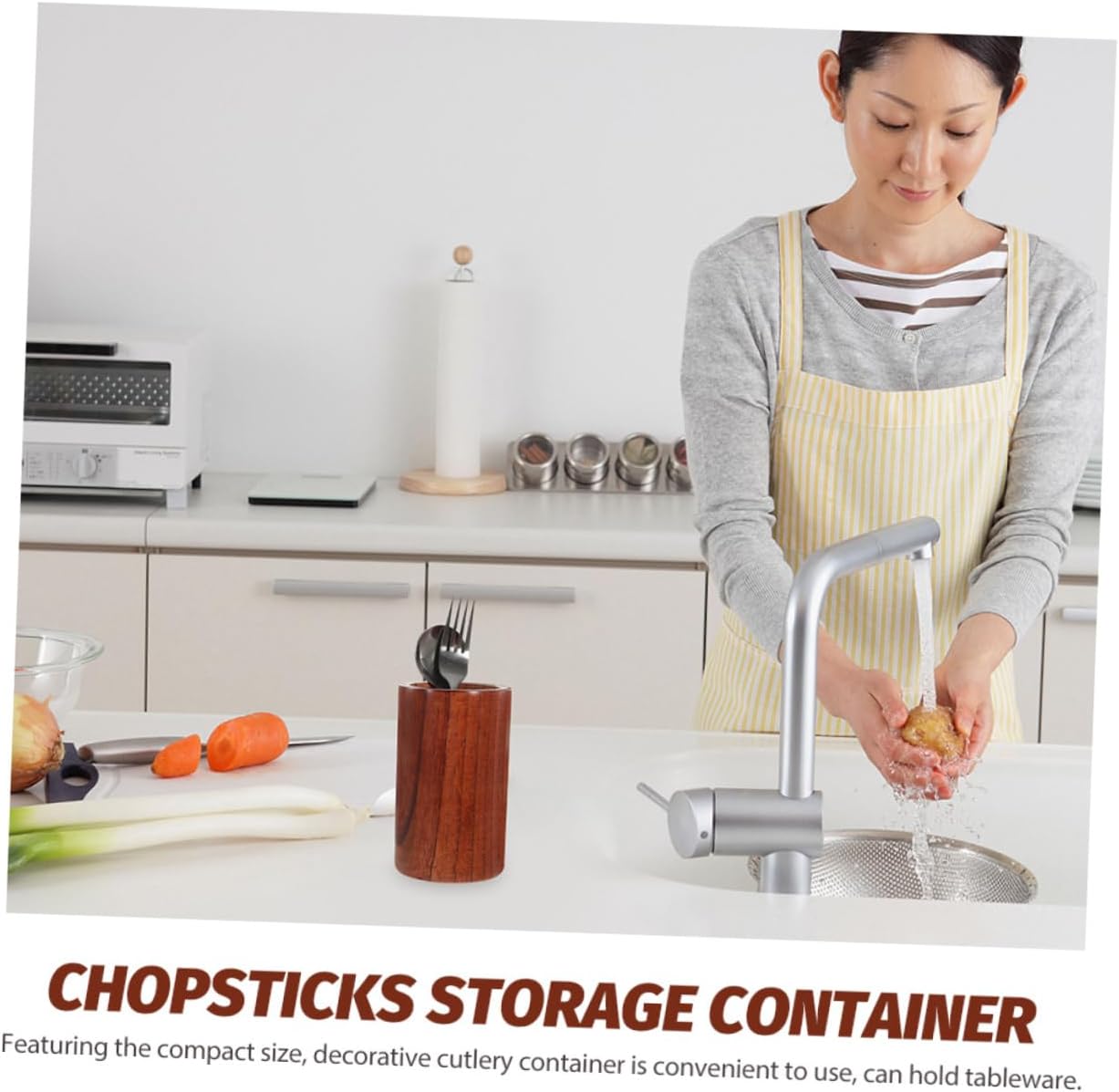 2pcs Jujube Wood Utensil Holder Chopstick Organizer Cutlery Container Kitchen Organizing Wood Storage Bucket for Kitchen
