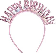 Tucnoeu Happy Birthday Headband - Glitter Headdress for Girls and Women, Cute Party Accessories Decoration, Pink