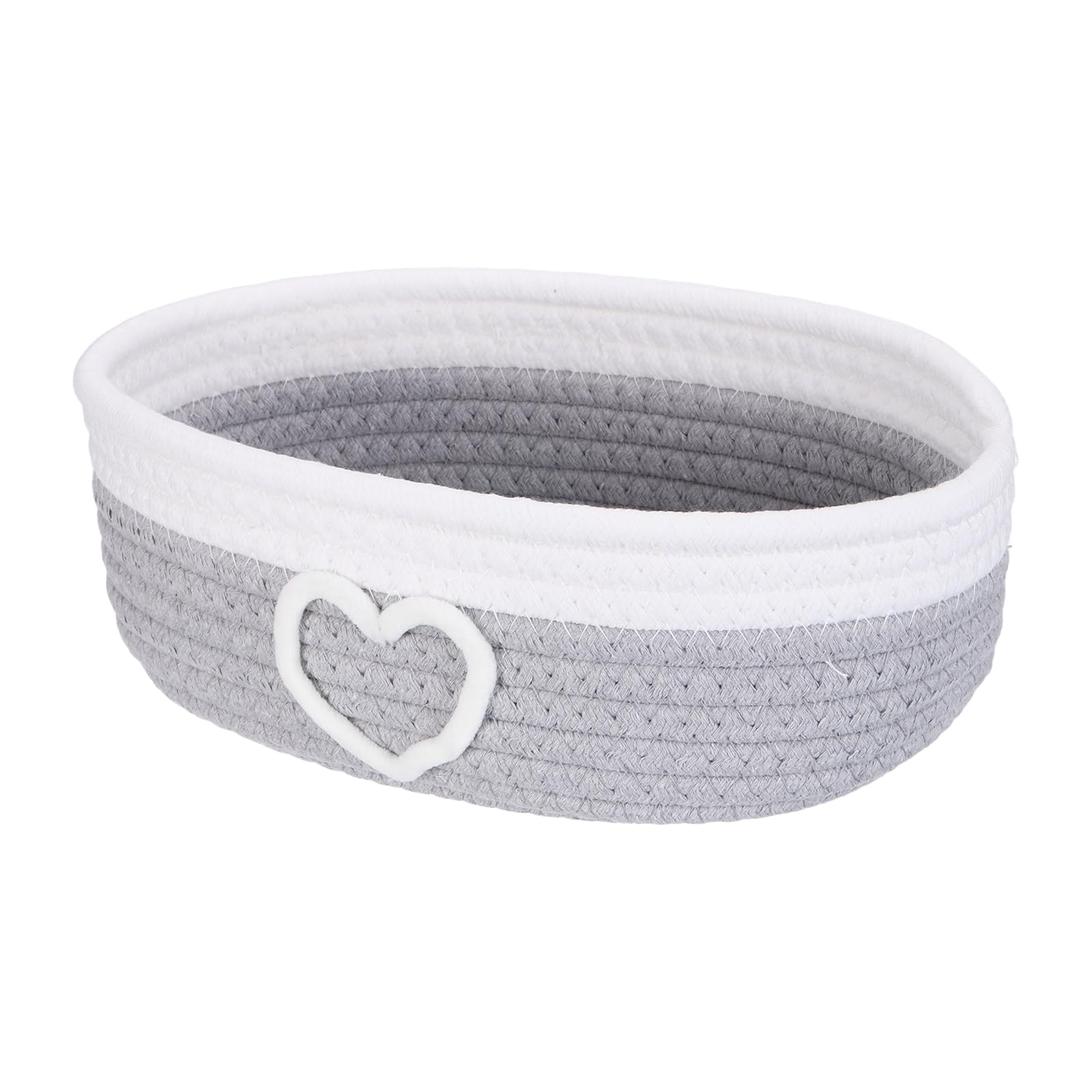 sourcing map Rectangular Rope Basket, 28.5 x 17 x 9cm Small Woven Baskets for Organizing Mini Woven Storage for Shelf Storage Home Bedroom Decor Gift Chest, Gray/White