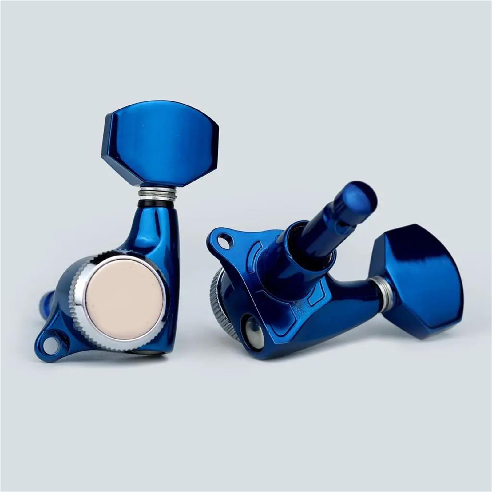 6R Blokada Tunera Do Gitary Elektrycznej Niebieska Chromowana Guitar Tuning Pegs