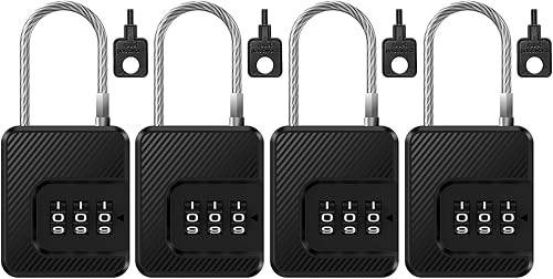 Miniatura 10 de Candado de cable de combinación de 3 dígitos, candado de seguridad con cable de acero flexible, diales de fácil lectura e indicador de inspección