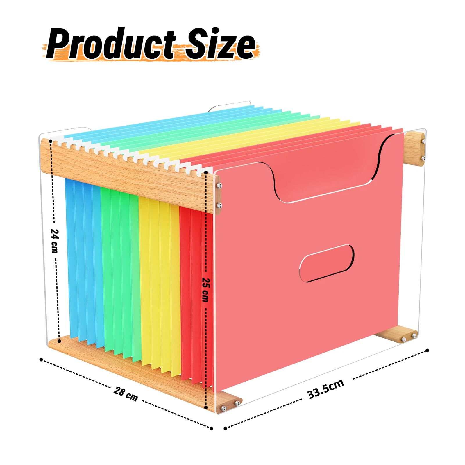 Cadre pour Dossiers Suspendus A4, Organiseur de Dossiers Suspendus en Acrylique et Bois, Transparent Support de Dossiers Suspendus pour la Maison, le Bureau, l'école