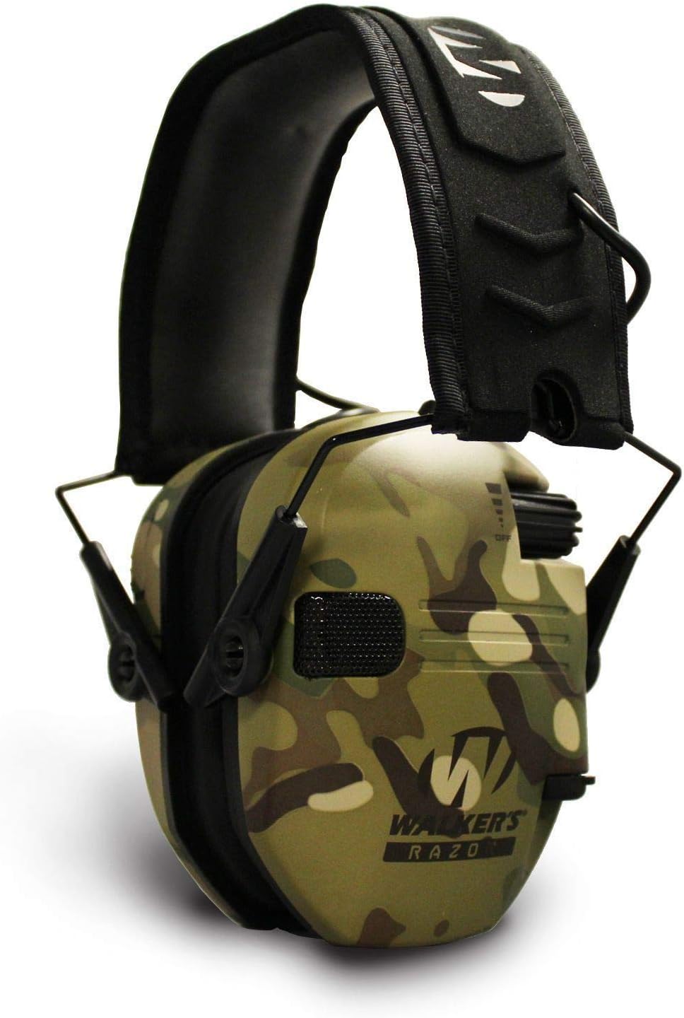 Walker's Razor Slim Shooting Muffs (Multicam Camo, Tan) with Safety Glasses Bundle (2 Items)