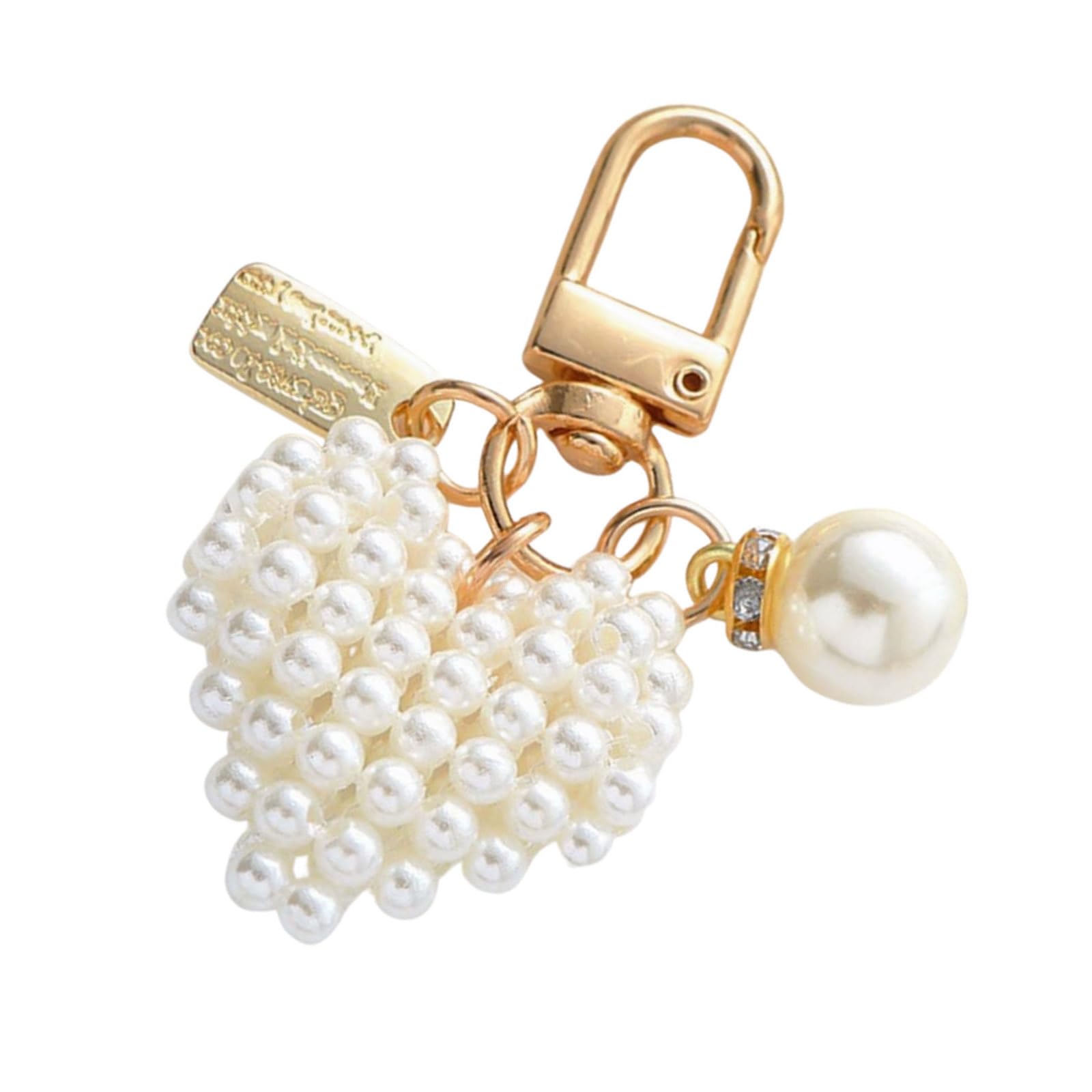Baodss Trendy Pearls Heart Keychain Accessory Sturdy Heart Keychain With Pearls and Rose Charm For Social Event And Outings