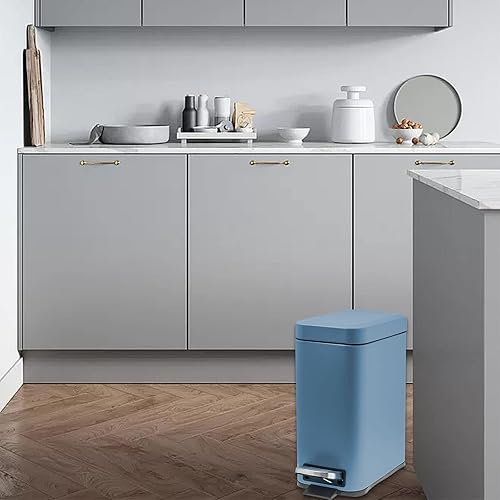 Miniatura 7 de Cubo de basura pequeño y delgado de 1.3 galones con tapa, cierre suave, cubo de basura de acero inoxidable para baño, dormitorio, oficina, cubo de