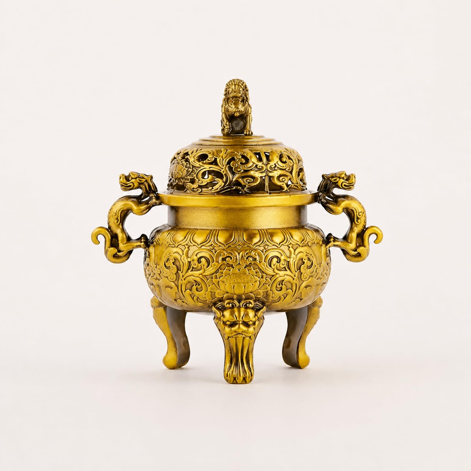Brûleur D'encens Cvercle Sculpté, Jaune