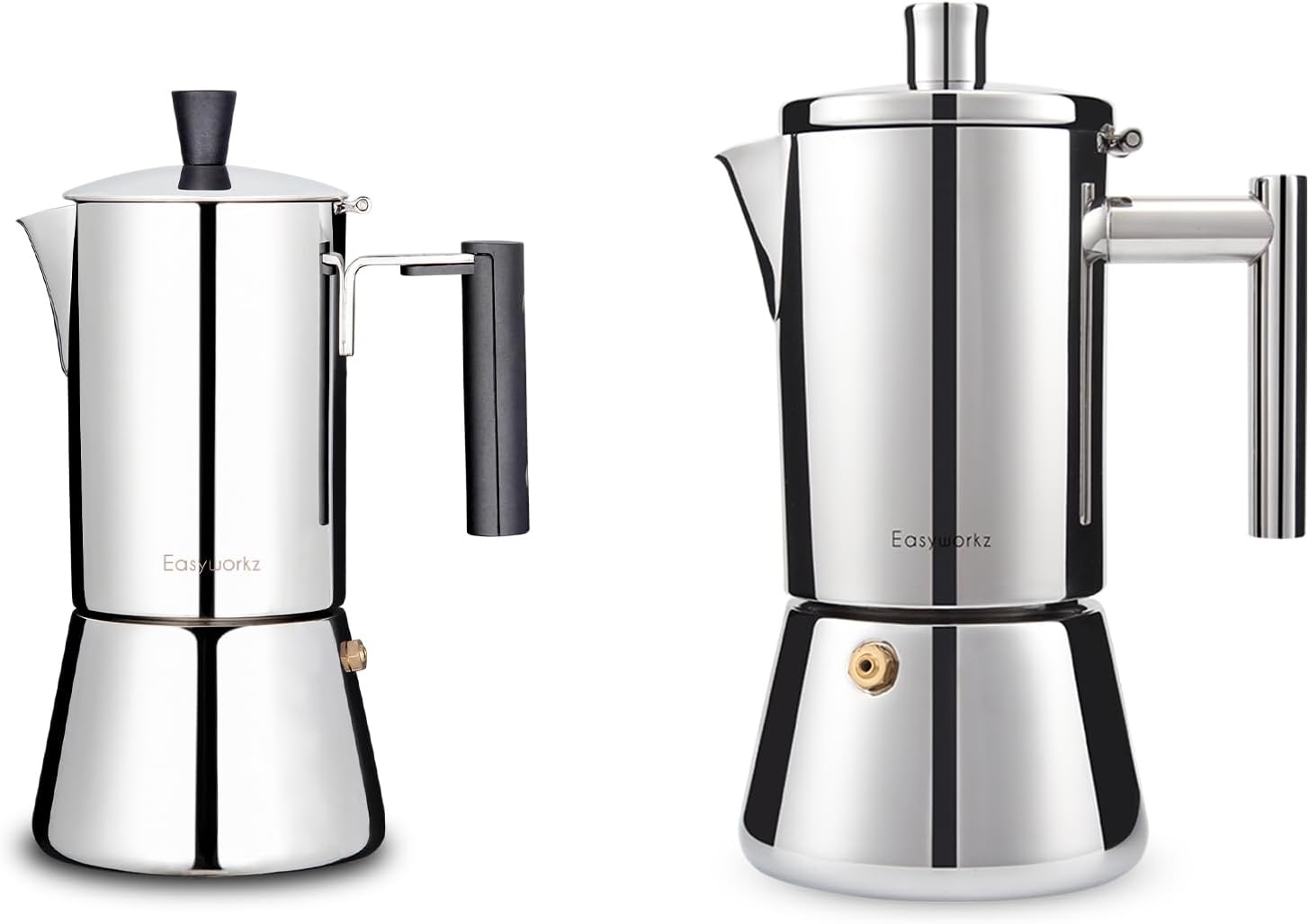 Easyworkz Pedro Stovetop Espresso Maker 6Cup 300ml, Bundled Diego Stovetop Espresso Maker Stainless Steel Italian Coffee Machine Maker 12Cup 17.5 oz