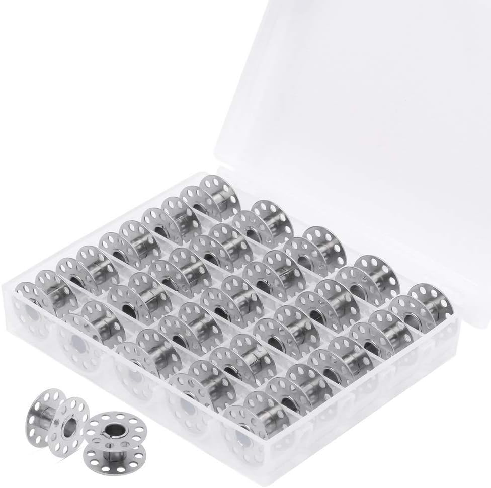 kuou 25 Pieces Sewing Machine Bobbins, Empty Metal Bobbins Spool Sewing Spools with Storage Case for Brother, Toyota, Singer, Janome, Kenmore