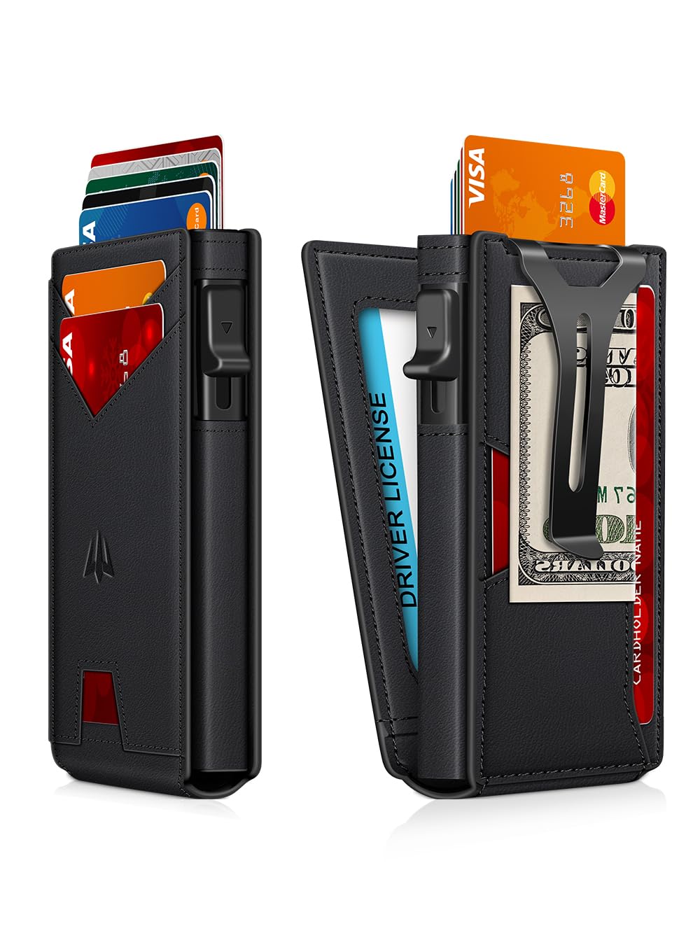 Ruiici Wallet for Men, Slim Minimalist Wallet with Money Clip＆ID Window, RFID Blocking Pop-Up Credit Card Holder, Smart Auminum Mens Wallet Holds 9-13