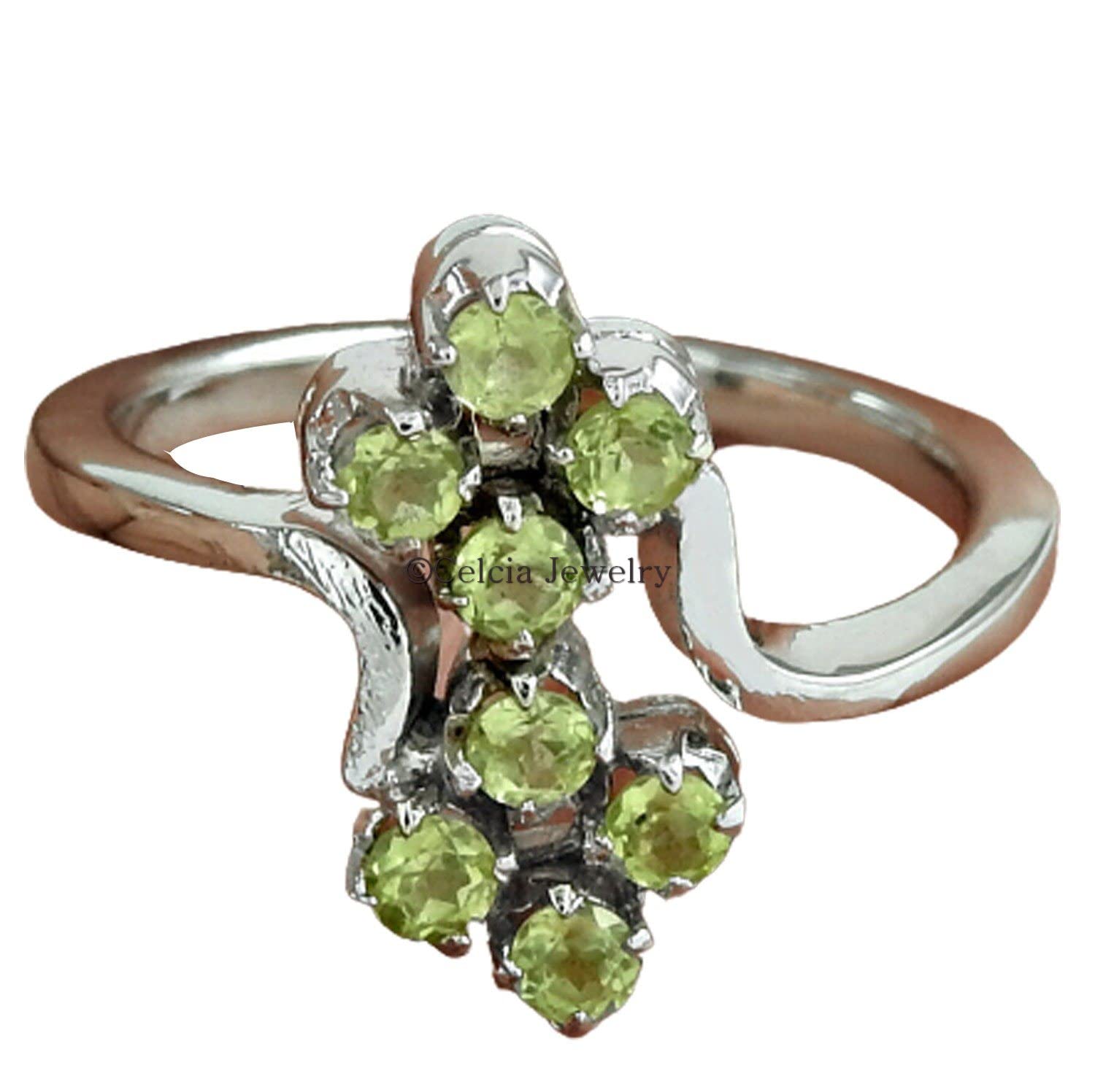 Anello di pietra preziosa peridoto, anello d'argento puro 925k, anello di dichiarazione, anello di pietra preziosa di guarigione, anello impilabile, anello di nozze, regalo per ragazze (peridot)