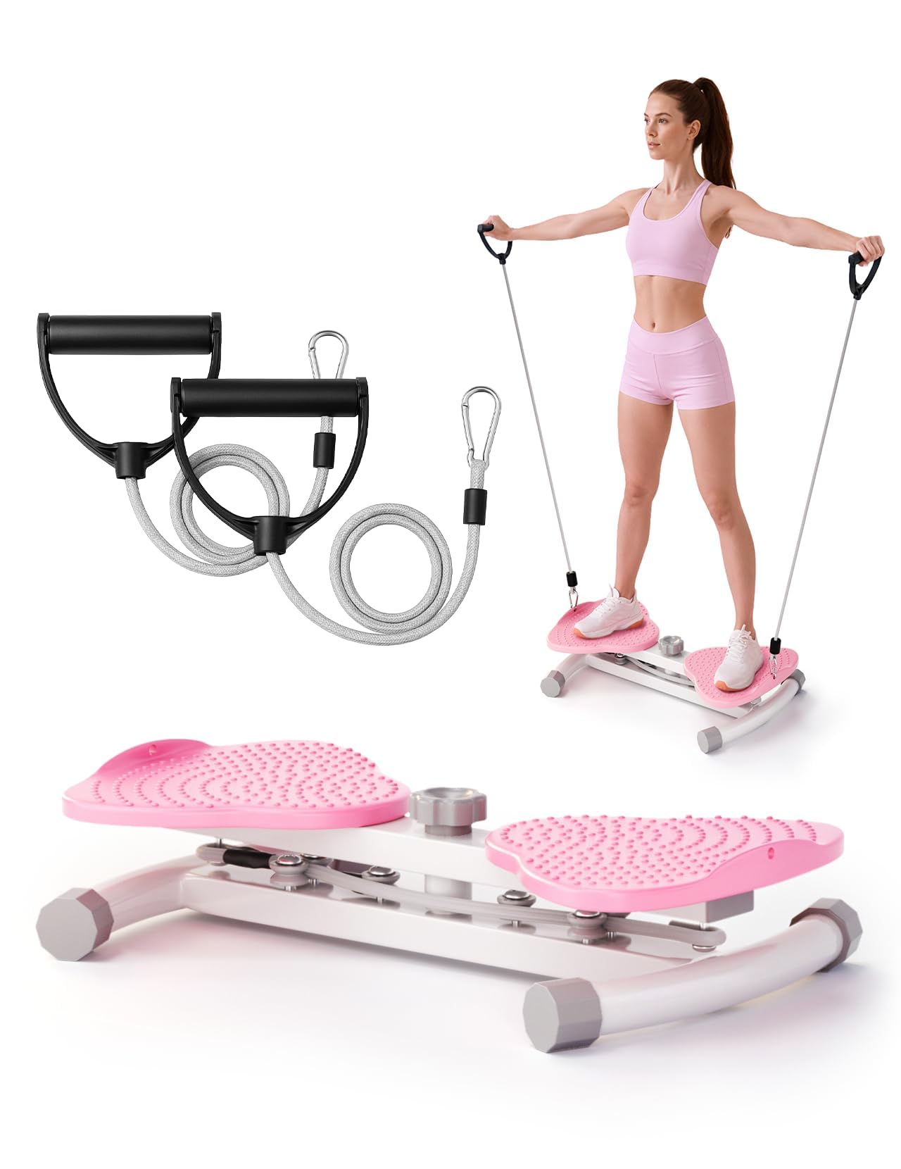 Waist Twister Machine Exercise, 326 lbs Ab Twister Board for Exercise, Home Gym, Balance Training & Fat Burning, Noiseless Workout Equipment for Women & Men - Twist Exercise Machine (Pink)
