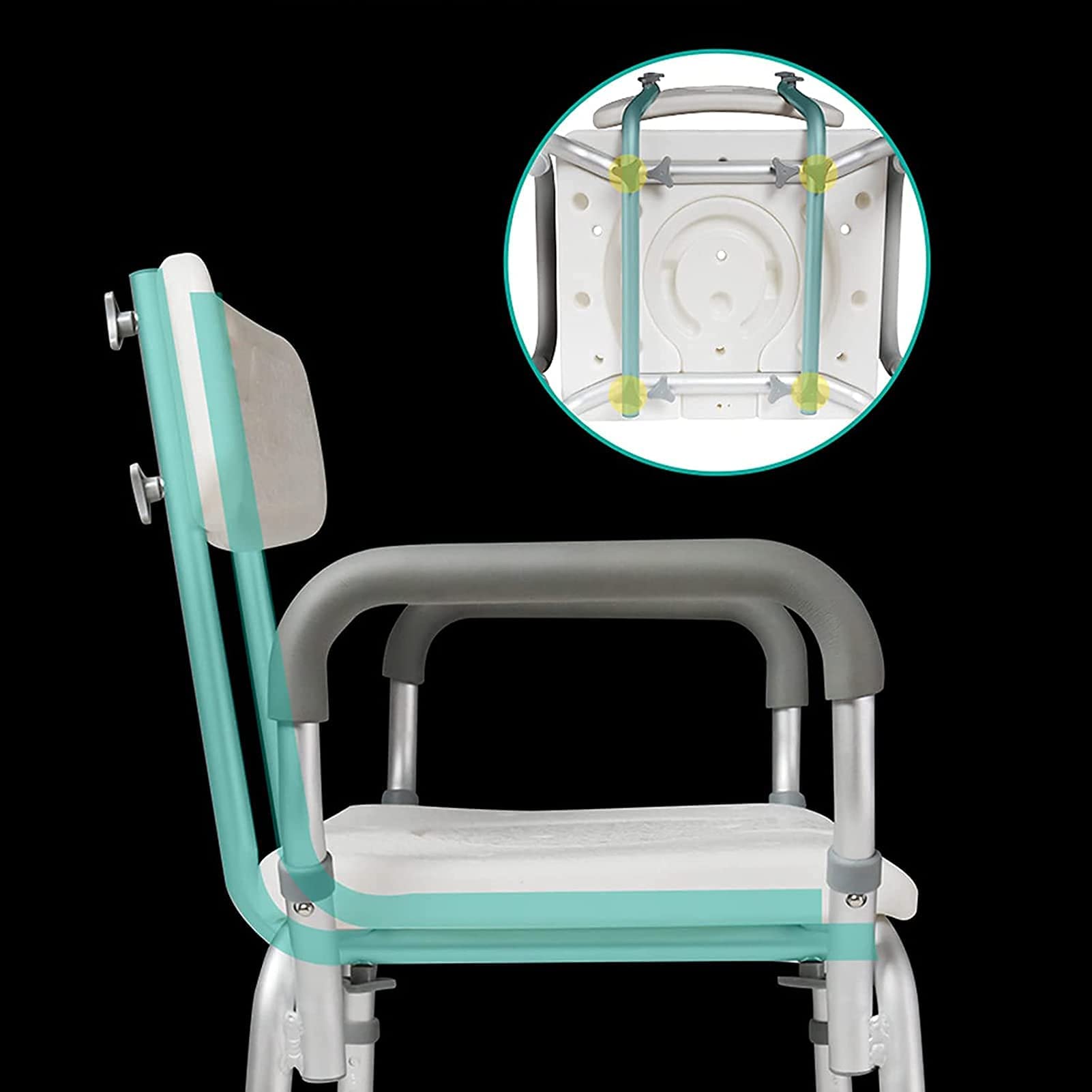 Sgabelli, sedie da Doccia per Anziani con braccioli e Schienale, ausili a Forma di U Altamente Regolabili, per Anziani, disabili, accessibili, per Doccia, Bagno, Sgabello Resistente, Sollevatore