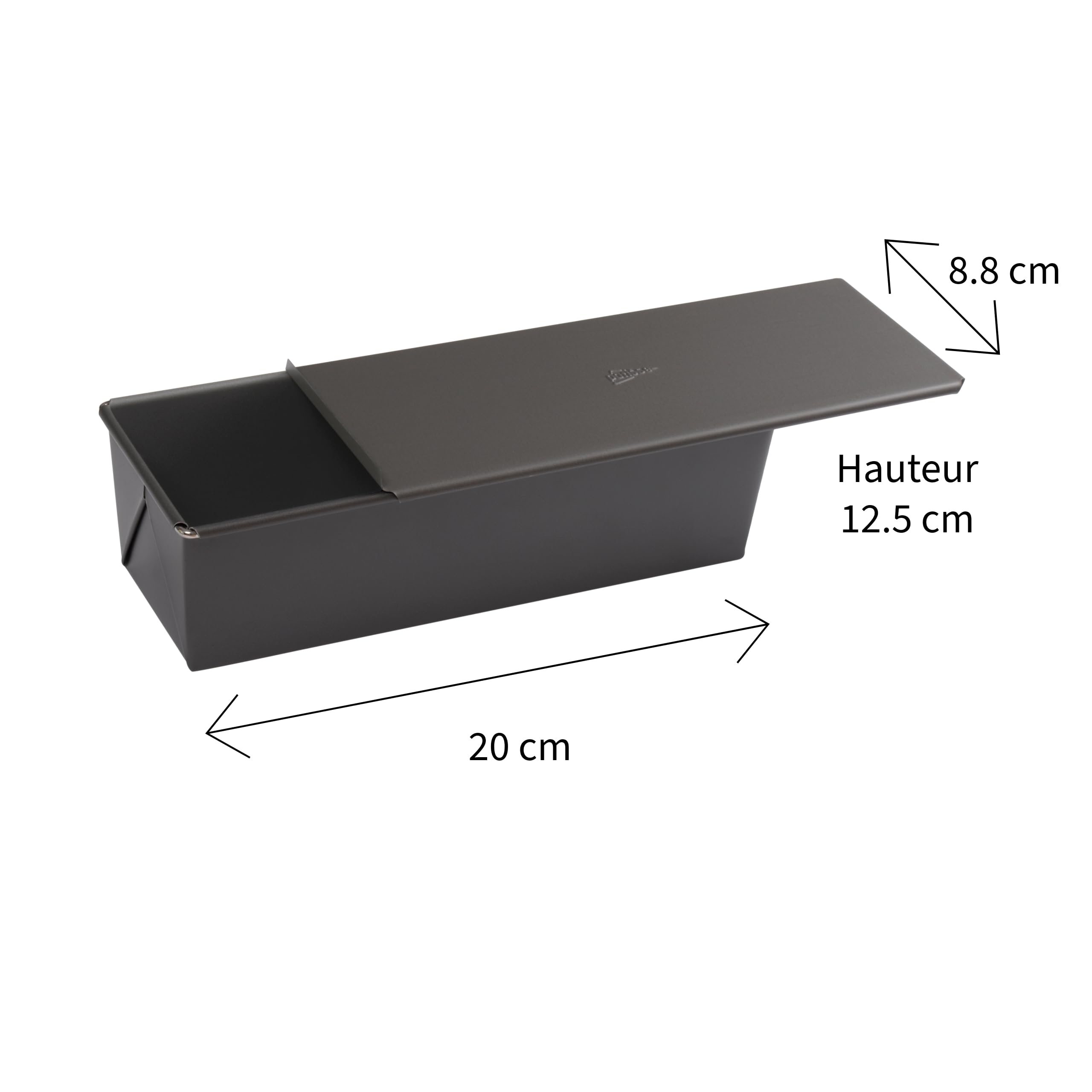 patisse 02939, Moule Pain de Mie Avec Couvercle, Moule Cake, Acier Revêtu, Anti-Adhésif sans PFAS, 20 cm, Anthracite