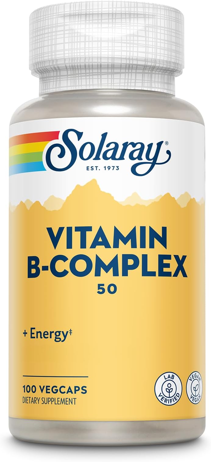 Vitamin B Complex 50 mg - Cellular Energy Vitamins - Metabolism and Nerve Health Support with Vitamin B12, Vitamin B1, B6, Niacin, Folic Acid, Biotin and Other B Vitamins - Vegan, 100 VegCaps