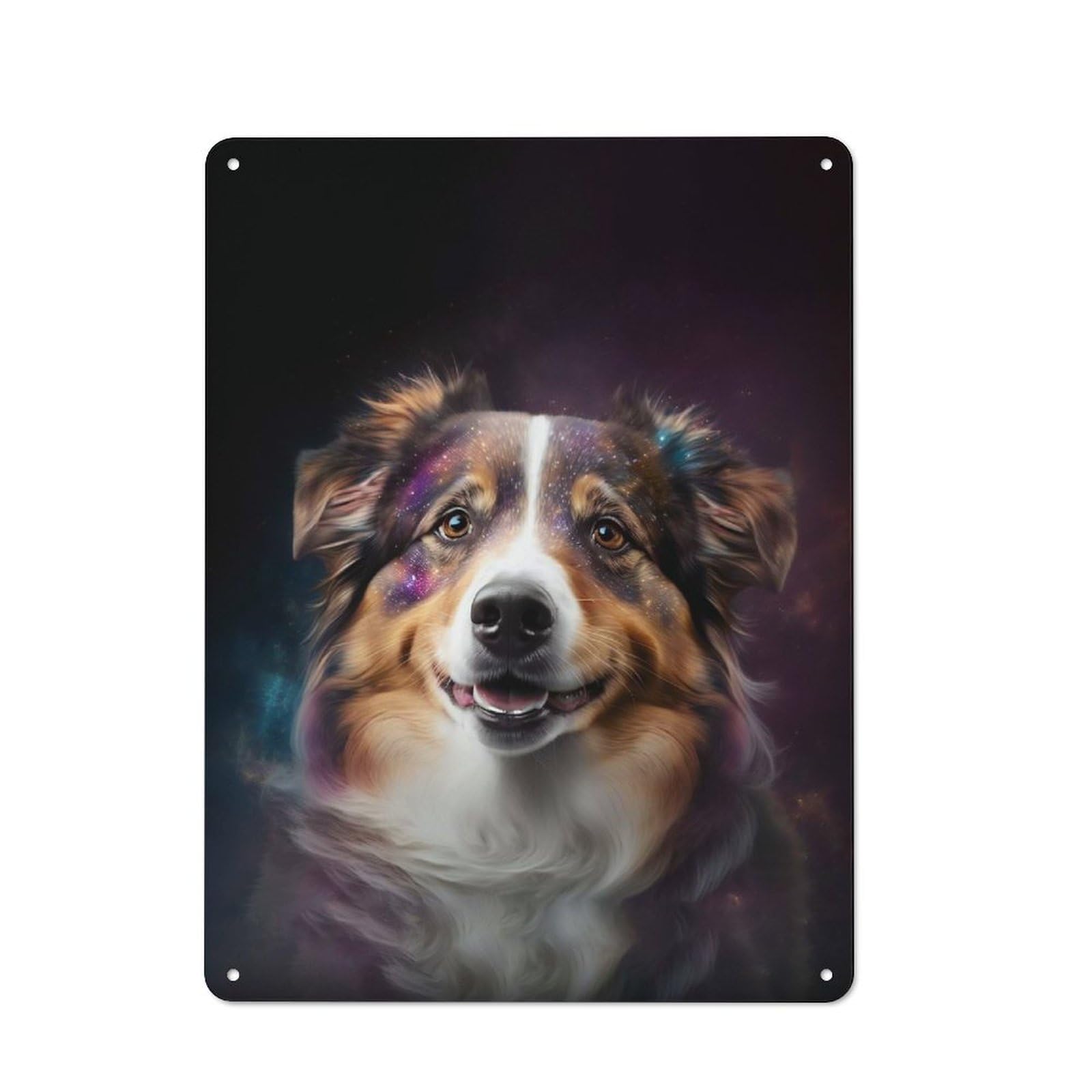 Junmoney Space Australian Shepherd 40X30cm Retro-Style Tin Sign With For Café Or Home Bar, For Metal Sign Collectors, For Garage And Workshop Walls