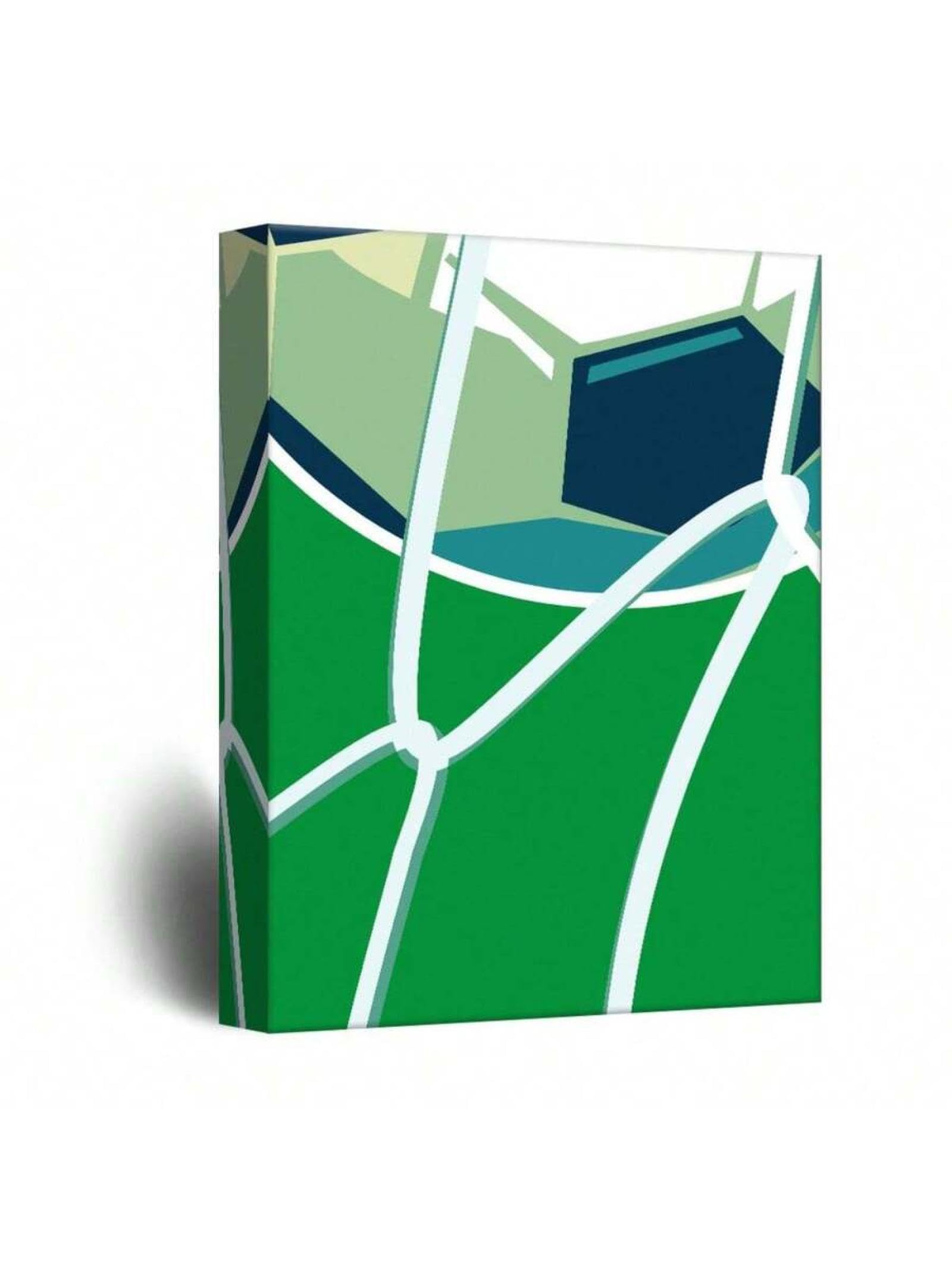 lianyibo Lienzo abstracto de balón de fútbol para pared impresión moderna decoración deportiva verde y azul para sala de estar y oficina marco de 80 x 120 cm