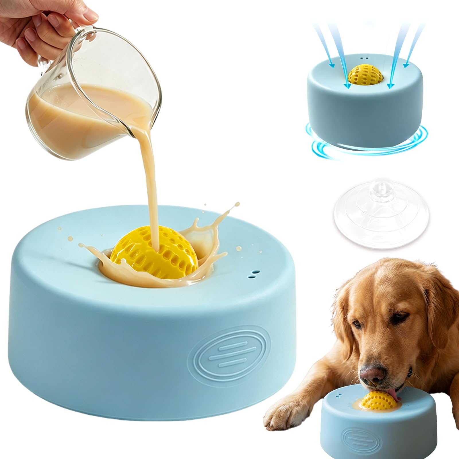 hautllaif Dog Licking Bowl with Ball, Slow Feeder Dog Bowl with Sucker