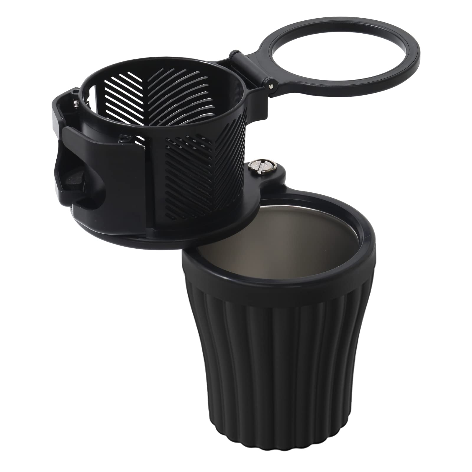 Joyart 3 in 1 Car Cup Holder Expander,Multi-Functional Large Size 360°Car Cup Holder Organizer for Bottles Cups Drinks Snacks with Stainless Steel Cup Base,Keeping Drinks Cold & Warm-Upgraded,Black