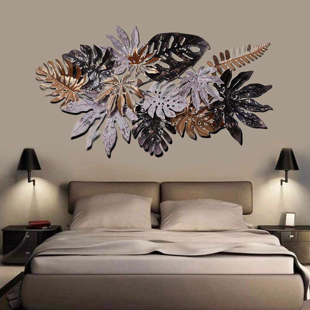 Le sculture di arte della parete del metallo di alta qualità, stile dell'annata foglie artigianali creative della parete dell'arte della parete for la camera da letto del salotto della camera da letto