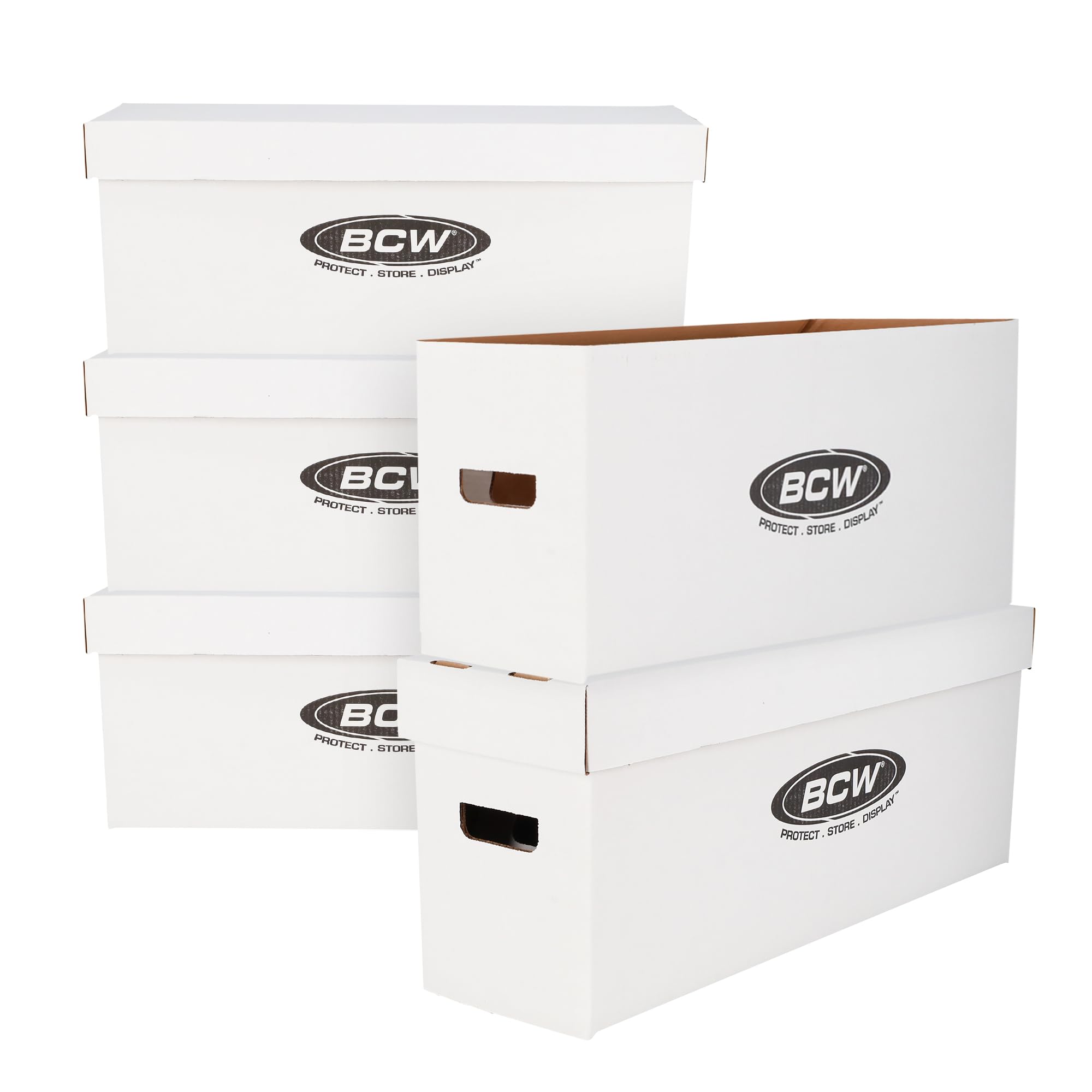 BCW Long Comic Book Storage Boxes (5 Boxes) - Corrugated Materials - Comic Book Collecting Supplies (Great for All Type of Comics)