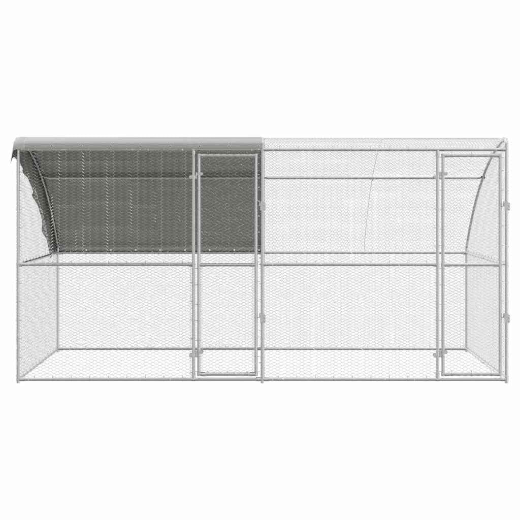 Hühnerkäfig Freilaufgehege Silber 400 x 200 x 198.5 cm Verzinkter Stahl 2 Türen