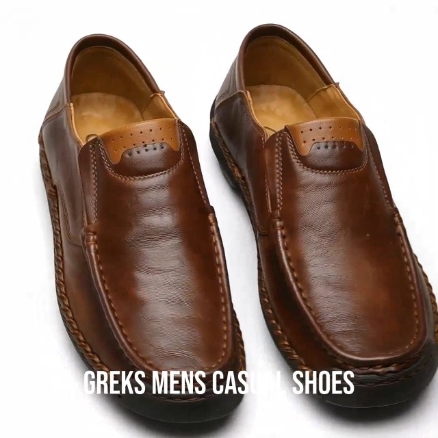 Amazon.com | GREKS Men's Handmade Leather Slip-On Loafers, Casual