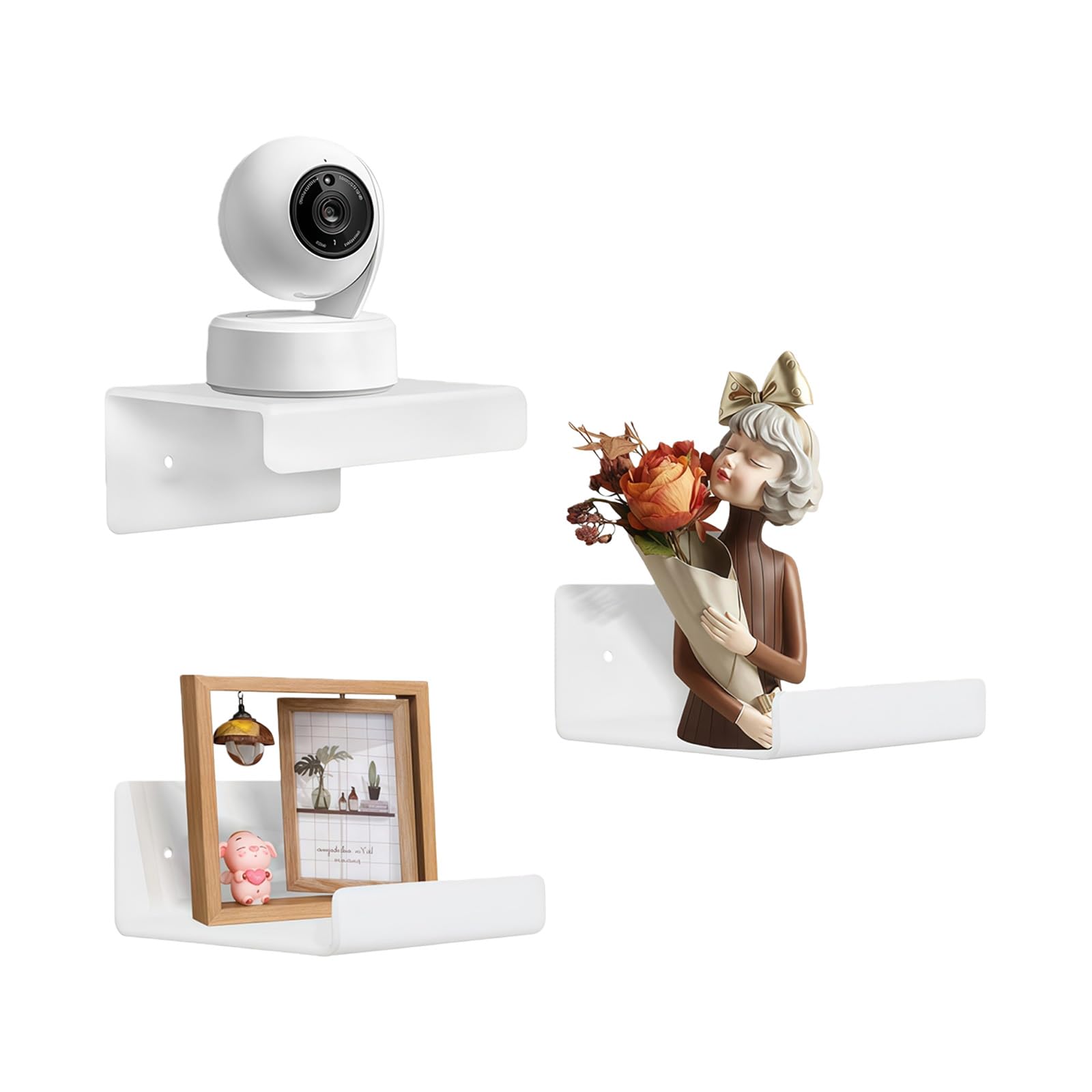 carotoe Compact Wall Shelf Multifunctional Organizers for Security Cameras Phones Remotes Sturdy Acrylic Construction Sturdy Wall Mounted Phone Holder