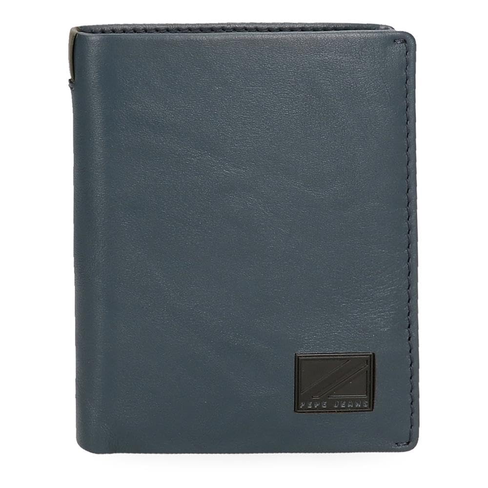 Pepe Jeans Marshal Vertical Wallet with Purse Blue 8.5 x 10.5 x 1 cm Leather, Blue, One Size, Vertical Wallet with Coin Purse