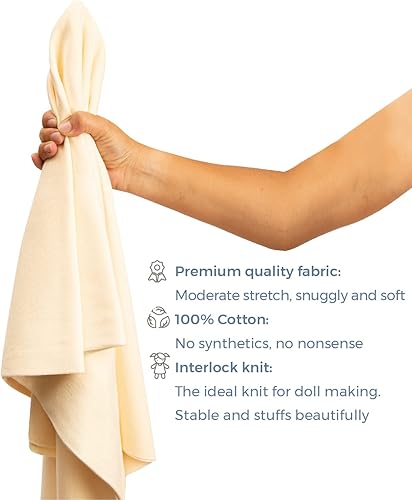 Miniatura 2 de VALENGO - Tela de tono de piel de alta calidad, 100% algodón entrelazado, color de piel de muñeca Waldorf, 1 yarda (justo)