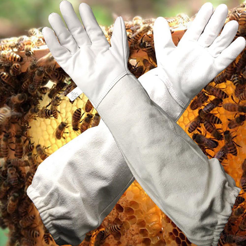 Belftete Imkerhandschuhe Professionelle Imkerhandschuhe Aus Ziegenleder 50  Cm Lang - Stichfeste Handschuhe Mit Belfteten rmeln