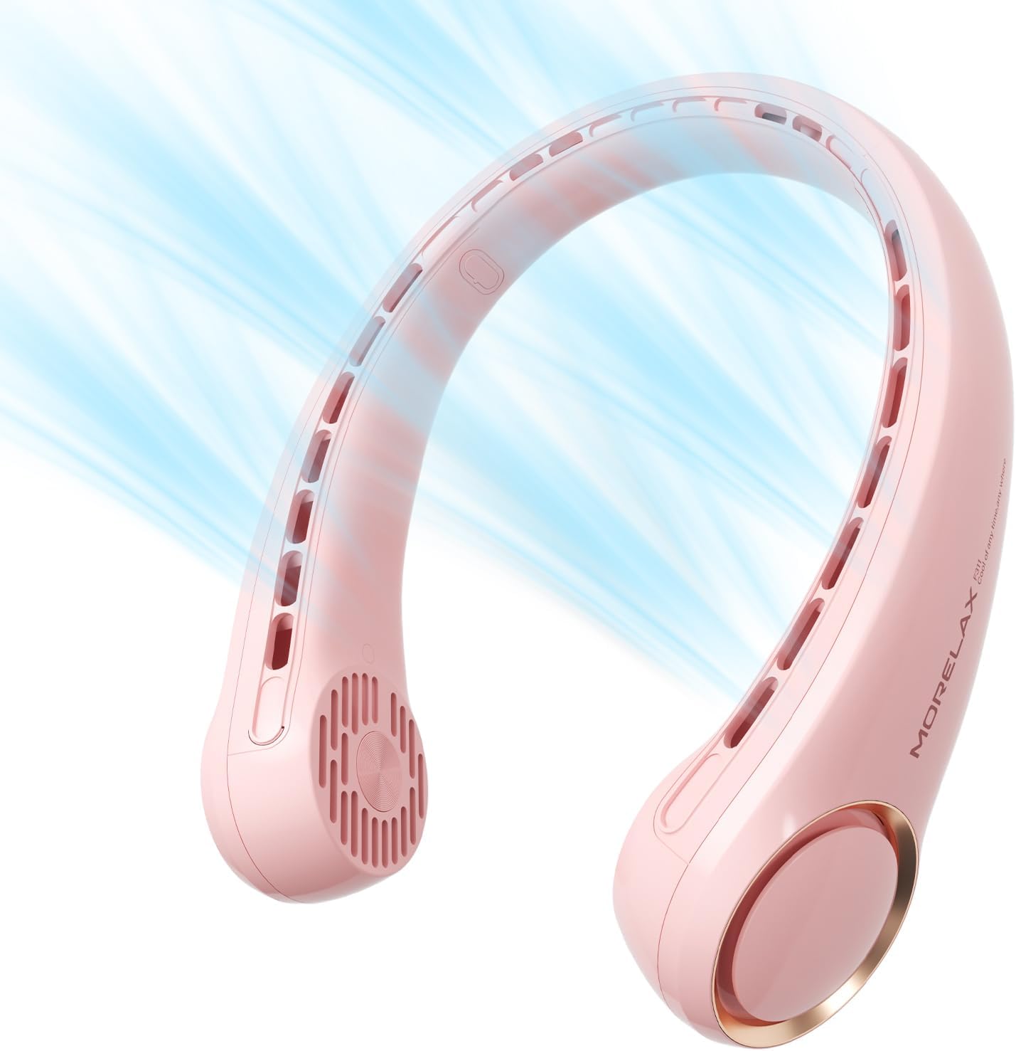 Neck Fan, USB Rechargeable Private Fan, 3 Speeds Adjustable, Massive air outlet Highly effective Robust Wind, Adjustable, 360° Cooling, Tremendous Quiet, No Blade Design, No Hair Twisting, Small (Pink)