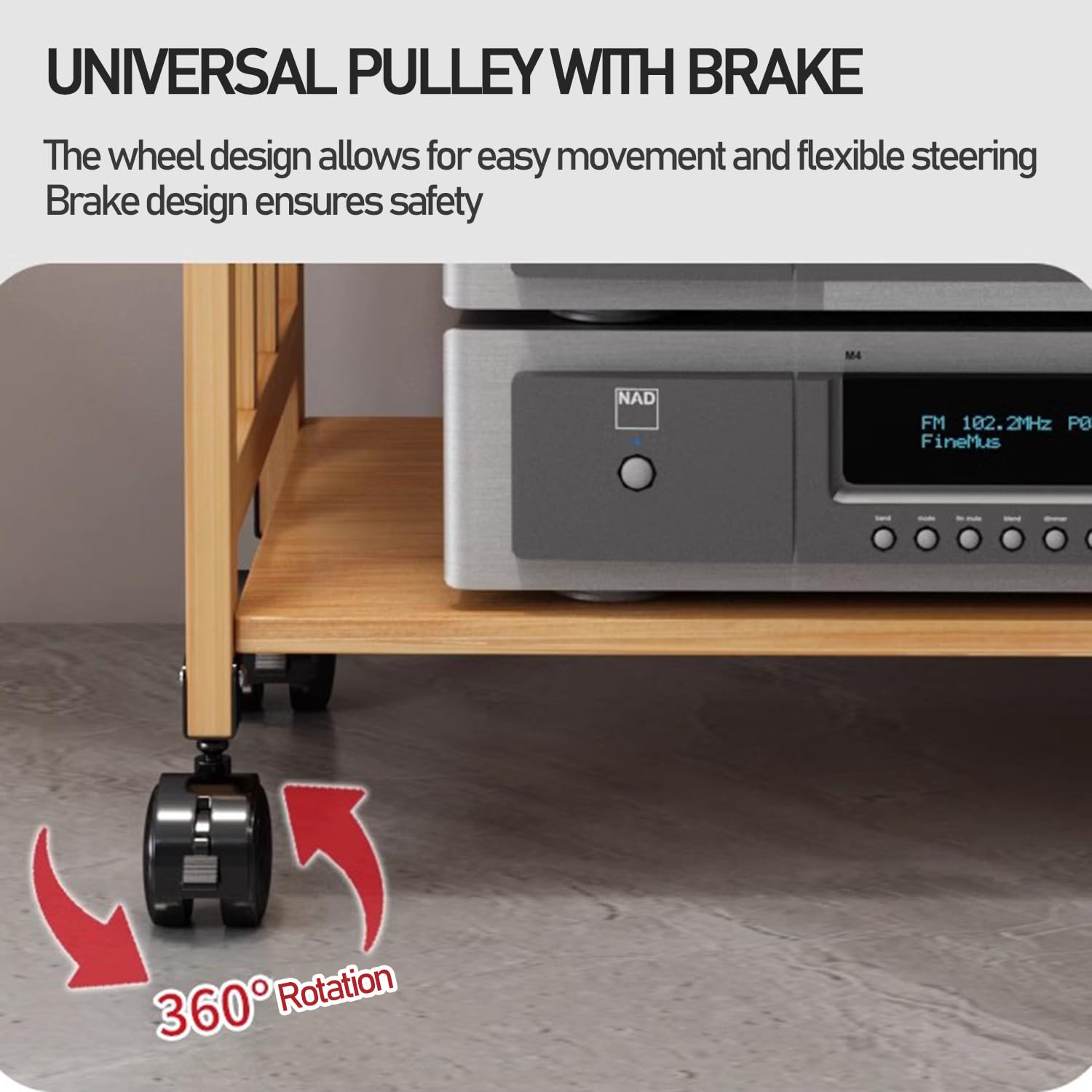 AV-Media-Ständer mit 4 Ebenen, 70 cm, mit Rad, Projektor, Lautsprecher, Aufbewahrungsregal für Heimkino, Audio-Tower, Nizer mit Eck-Entertainment-Center-Design, Stereo-Schrank mit einfacher Mobilität,